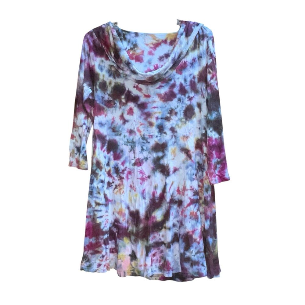 Soft Surroundings M Tie Dye Hooded Cowl Neck Tunic Top - Picture 2 of 6